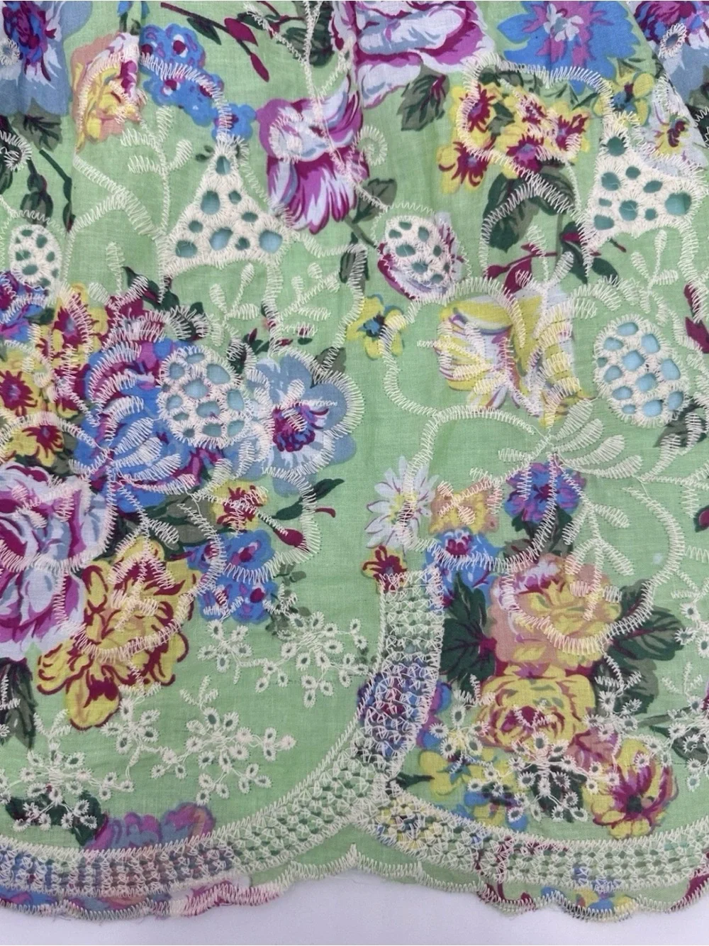 kidpik Green Floral Lace-Trim Dress, size 8